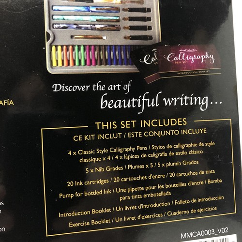 Juego de 33 bolígrafos de caligrafía Mont Marte con bolígrafos tinta introducción libro y estuche NUEVO - Imagen 6 de 13