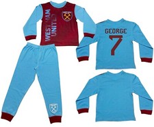 Image of West Ham Football Pyjamas Sleepwear Ages 4-12 Years -Personalisation Available