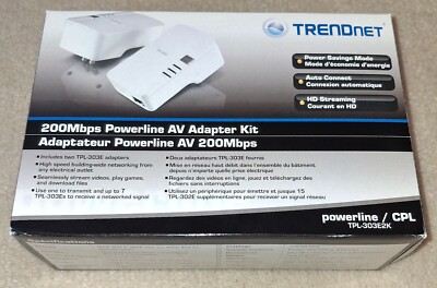 Brand New TRENDnet TPL-303E2K - 200bps Powerline AV Adapter Kit Complete
