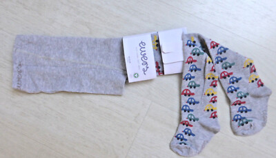 ewers Strumpfhose , 98% Baumwolle,  hellgrau mit vielen bunten Autos. NEU!