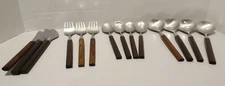 Lauffer Norway Stainless Rosewood Handle Flatware LOT 3 4-Piece Place Settings++
