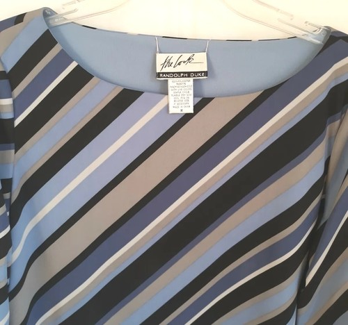 Ladies Top - The Look by Randolph Duke M Blue/grey Stripes Reversible Pre-owned - Picture 4 of 8