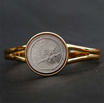 US 2015 Louisiana Kisatchie National Forest BU Unc Coin Gold Plated Bracelet