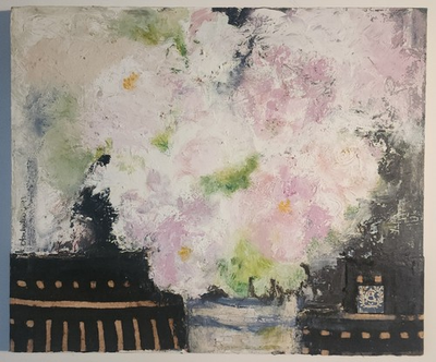 #ad Rare Carolyn Ambuter Original Artwork Oil Mixed Media Canvas Painting Sarasota $1500.00