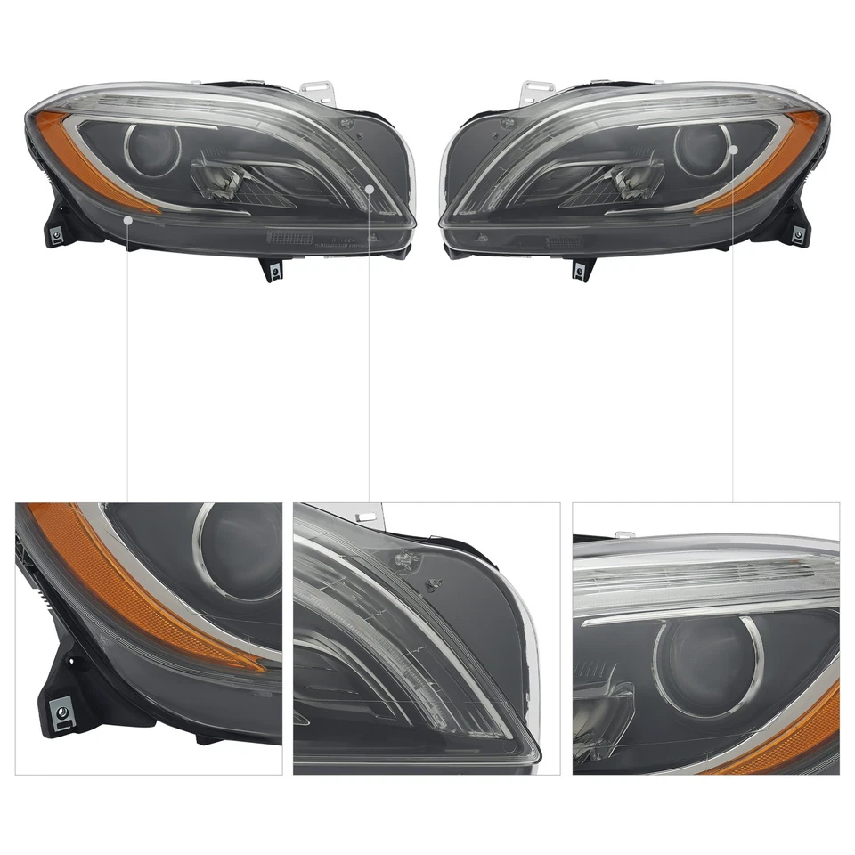 Xenon/HID Headlights For 2012-2015 Mercedes-Benz ML250 ML350 Headlamps Pair Set - Imagem 2 de 4