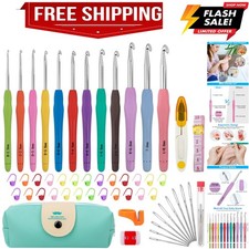Crochet Hooks 12 Sizes Crochet Hook Set, 51 Pack Yarn Crochet Kit for Beginne...