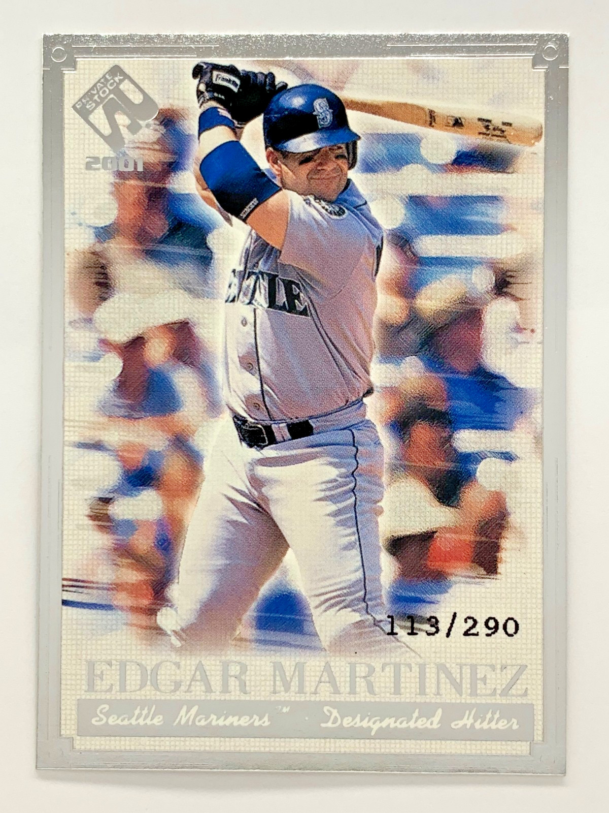 2001 Pacific Private Stock, Edgar Martinez, #110, Silver Portraits, #113/290 HOF