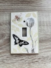 All fired up! Botanical Insect Ceramic Light Switch Plate Cover BNWT Floral Bee