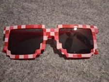 Pink redMinecraft Sunglasses Pixel Frame UV 400 Protection costume party novelty