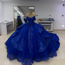 Royal Blue Quinceanera Dresses Off The Shoulder Sweet 15 XV Vestido Ball Gown
