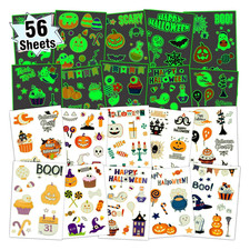 56 Sheets 535 Styles Glow Halloween Temporary Tattoos for Kids Treats, Hallowe