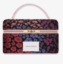 Carolina Herrera Floral Vanity Case Multicolor Fabric Handle Zipper  Beautiful