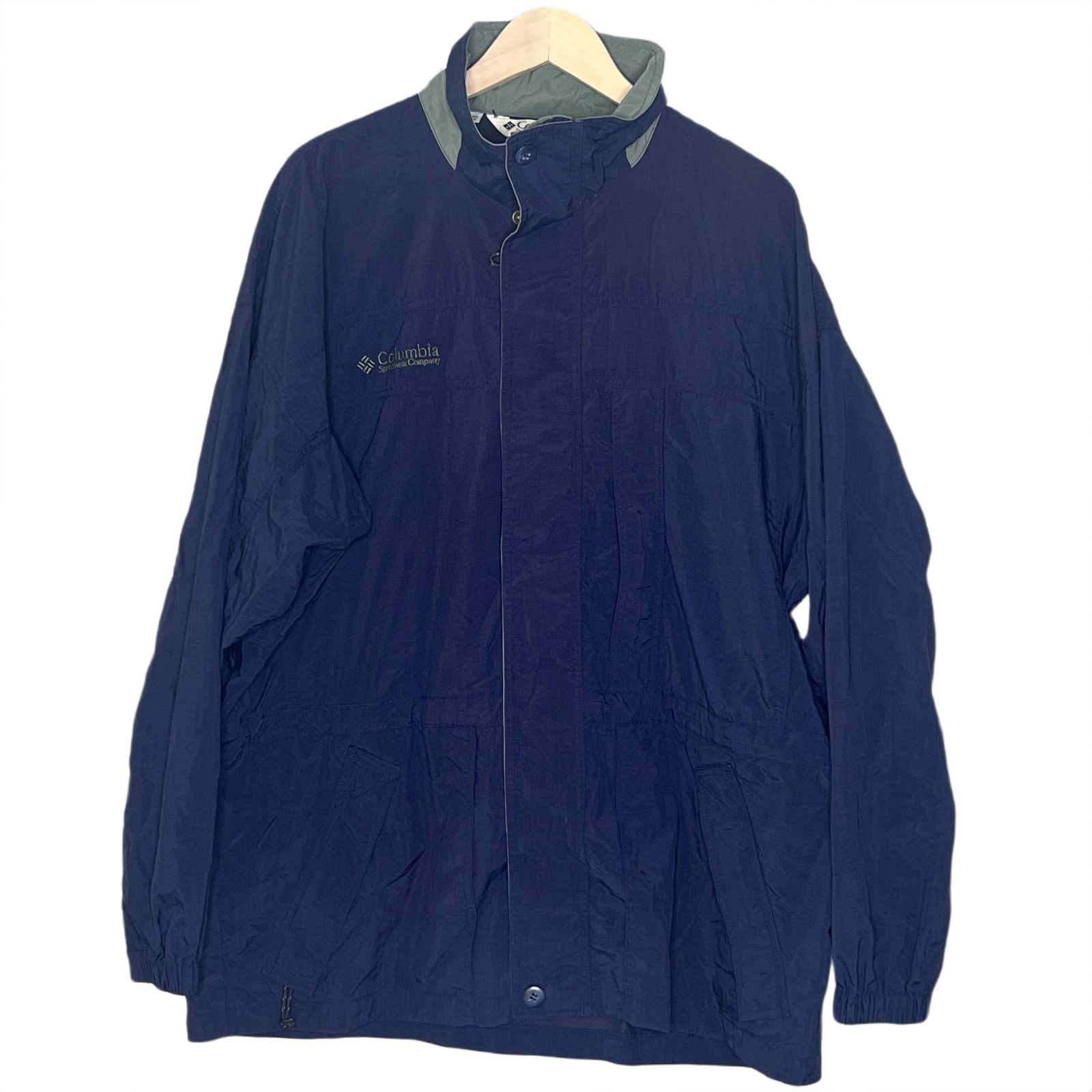 Columbia mens windbreacker jacket size L solid navy blue zip pockets full zip