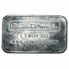 1 Troy oz .999 Fine Silver Bar Colonial Engelhard Raw