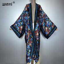 Boho Kimono Africa Kaftan Beach Wear Cardigan Evening Dress Open Abaya Dubai Lux