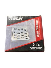 RELN 6" x 6" Stainless Steel Square Shower Drain, Wave Pattern Drain Cover