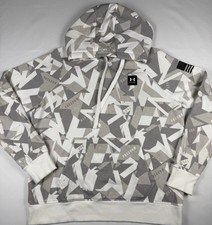 Under Armour Freedom Geometric Print Pullover Hoodie Gray White Woman s Size M