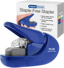 Paper Clinch Compact Staple-Free Stapler, Blue