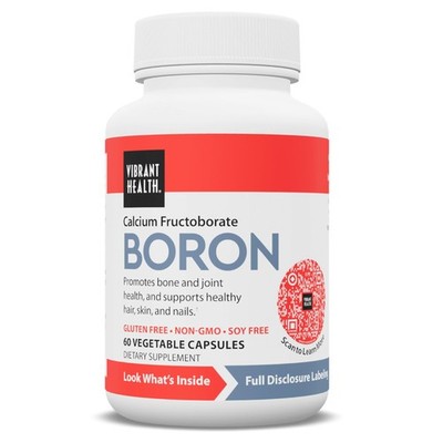 Vibrant Health, Boron, Vegetarian Support for Joint and 60 Count (Pack of 1) 