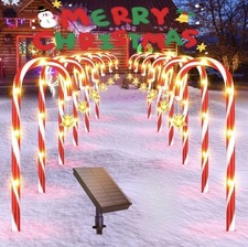 12 Pack Christmas Decorations Outdoor Solar Candy Cane Lights Pathway Lights
