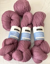 3 Skeins + 1 Ball  Riverstone Louet  100% Wool Yarn Violet Color Great Felting