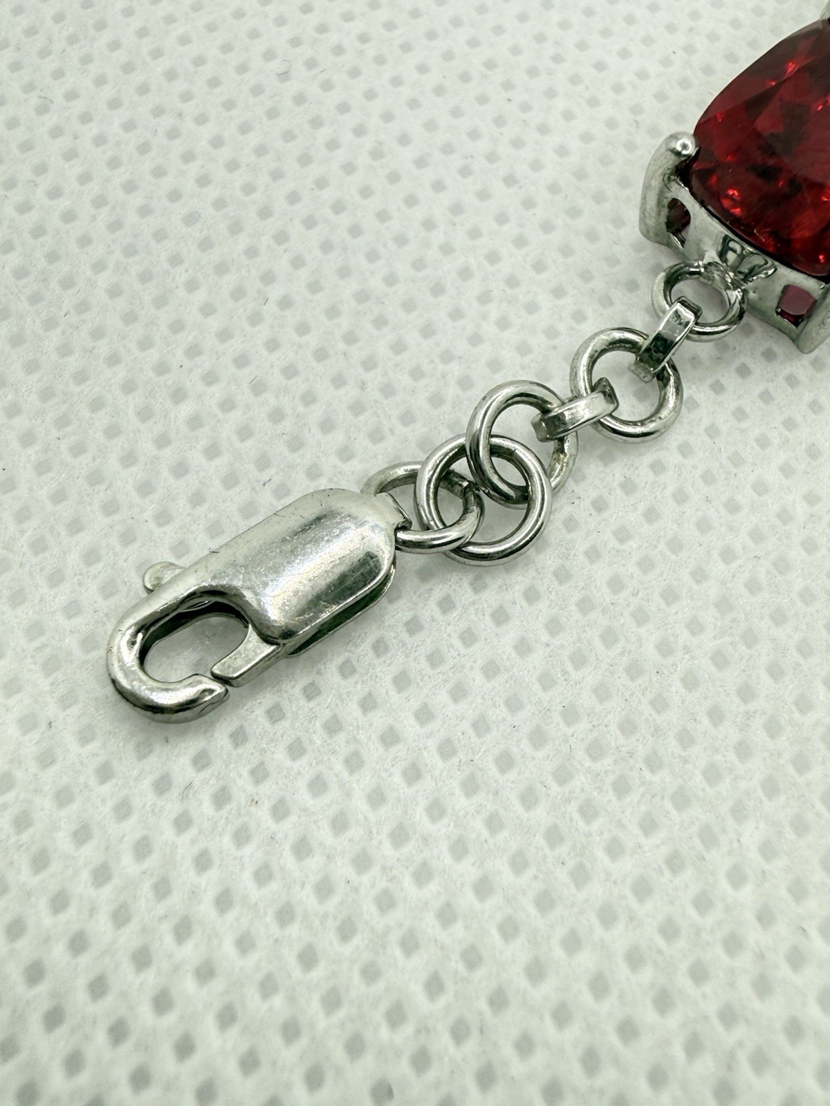 Sterling Silver Bracelet Red Ruby Large Chunky St… - image 9