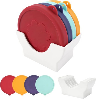 2 Cup Silicone Lid & Lid Organizer - 4 Pack Replacement Lids for Pyrex 7200-PC G