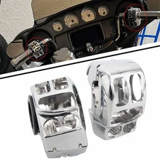 2pcs Chrome Handlebar Control Switch Housing Fit For Harley Touring Road King