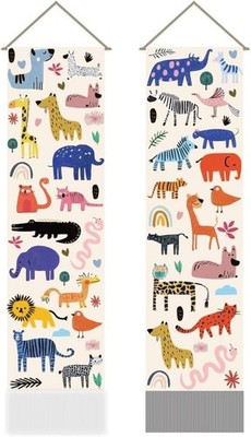Boho Zoo Tier Wandteppich 2 Stck. 45,7x13 Zoll Vertikal Wandbehang
