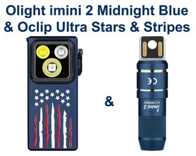 Olight Oclip Ultra Stars & Stripes Clip-On Light & imini 2 Midnight Blue