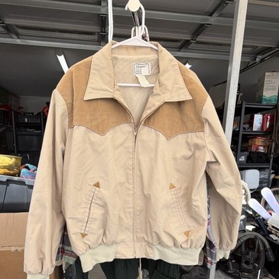 H Bar C Western Corduroy Zip Jacket Cutting Horse Beige Brown XL Men