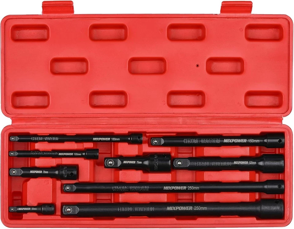 Extension Bar Set Chrome Vanadium 9-Piece Impact Drive Socket Organizer - Image 3 of 4