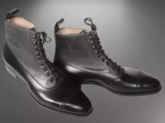 Handmade Two Tone Lace Up Ankle Boots, Men Cap Toe Dress Boots For Men Size 7-17