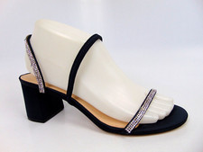 Nina Crystal Rhinestone Evening Heels Sandals, Women's Size 8.0 M, Navy NEW