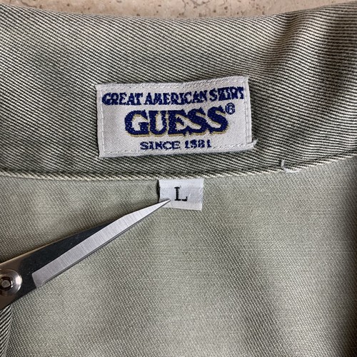 Vintage 1994 Guess Gray Green Made In USA Denim Button Down Shirt Size L 90s - Picture 6 of 12