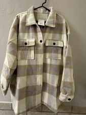 Nwt Ladies Womens Lola Lilac And Tan Shacket Plaid Warm Plays Size Jacket Purple