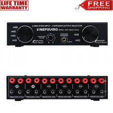 LINEPAUDIO Amplifier Speaker Switcher Selector Supports 4 IN 2 OUT or 2 IN 4 OUT