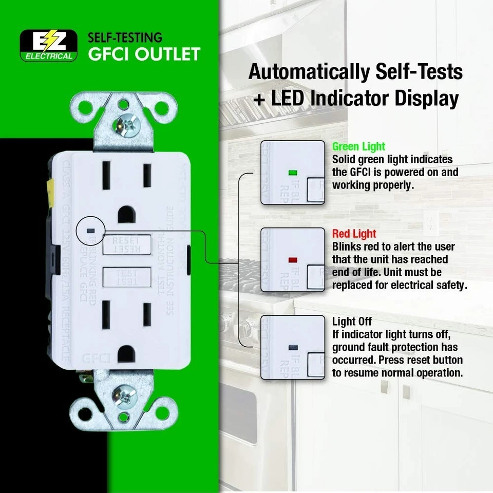 Eastman Ground Fault Circuit Interrupter, Self-Test GFCI Receptacle 10 Pack - Image 4 of 4