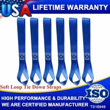 6 Soft Loop Tie Down Straps Ratchet 4500 lbs For Motorcycle Dirt Bike Heavy Duty