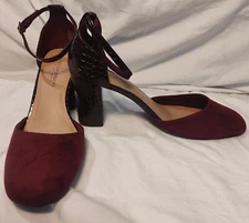 Christian Siriano for Payless Burgundy Suede Heels with Faux snakeskin accent