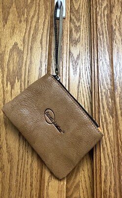 Ameri Leather Women BrownLeather Wristlet With Green Back, Gray Strap One Size