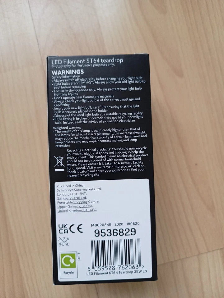 Home LED Filament ST64 Teardrop Bulb 400lumens 3.5W=35W Screw 2200k - Image 3 of 4