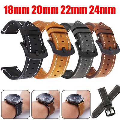 18 20 22 24mm Uhrenarmband Ersatz Armband Lederband Ersatzband Uhr Band Schwarz