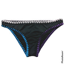 NWT Bar III Smocking Solids Stitched Hipster Bikini Swim Bottom Small Black