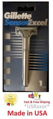 2 Gillette Sensor Excel Metal Razor Handle blade Shaver Made USA