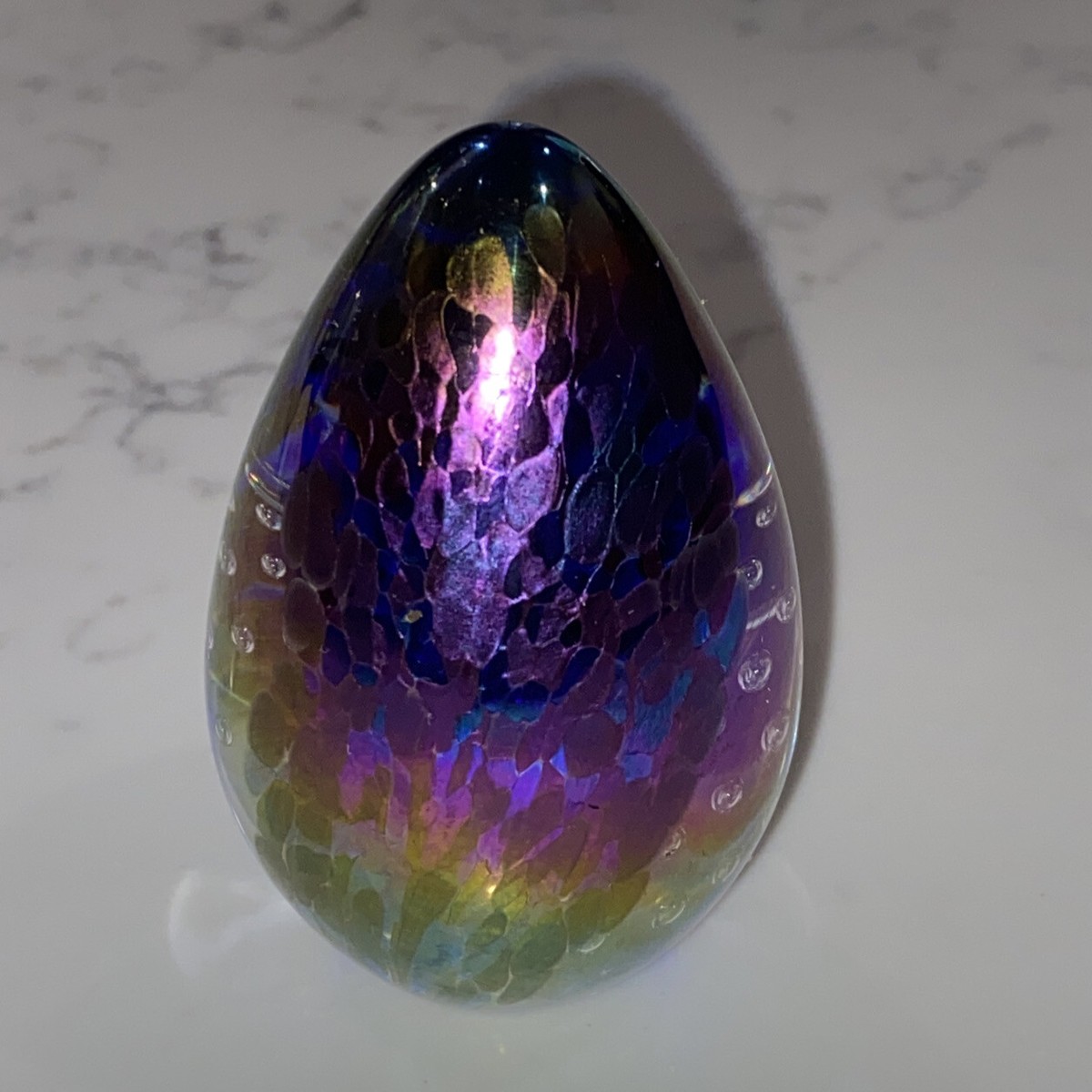 Glass Eye Studio GES Iridescent Art Glass Egg Paperweight