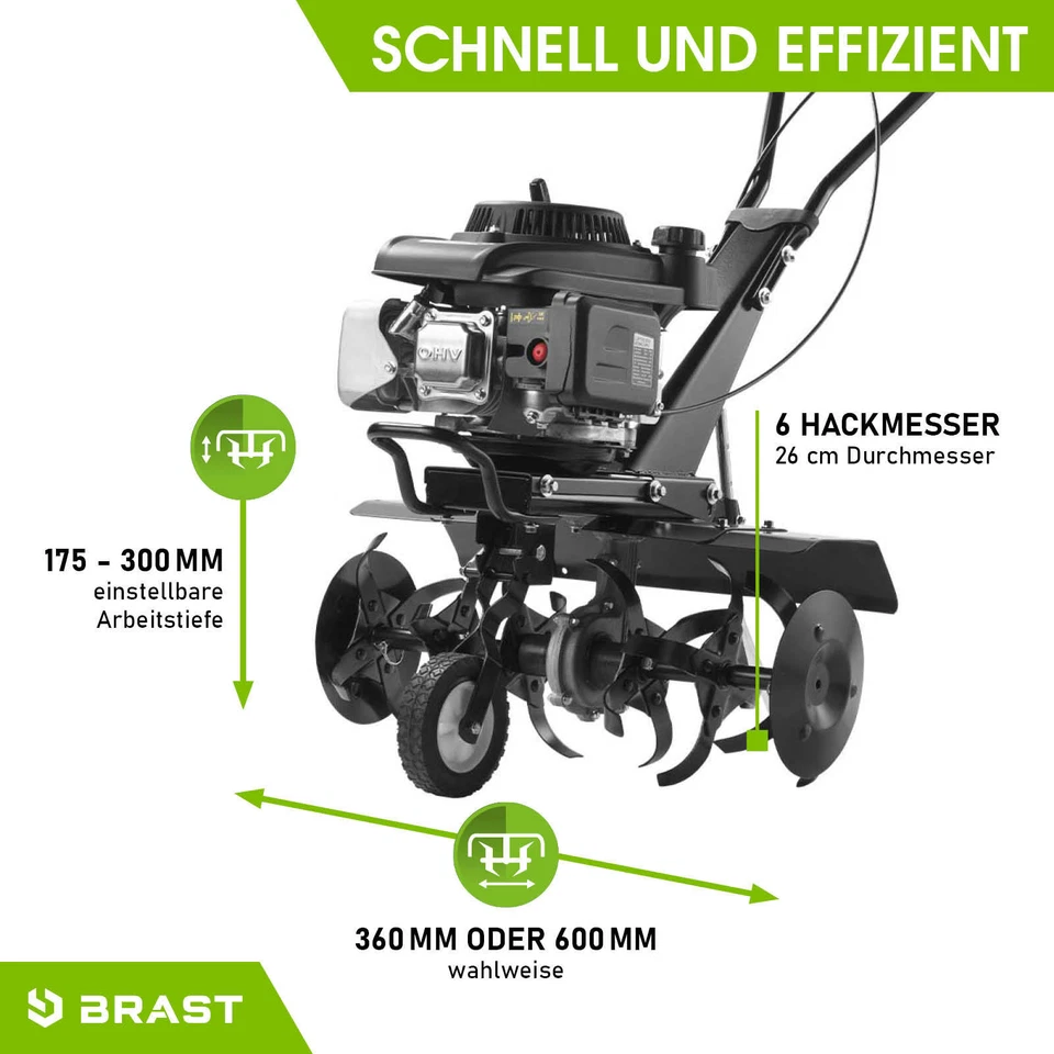 BRAST Motorhacke Benzin Ackerfräse Selbstantrieb Gartenfräse Bodenfräse AF5500N - Bild 4 von 4