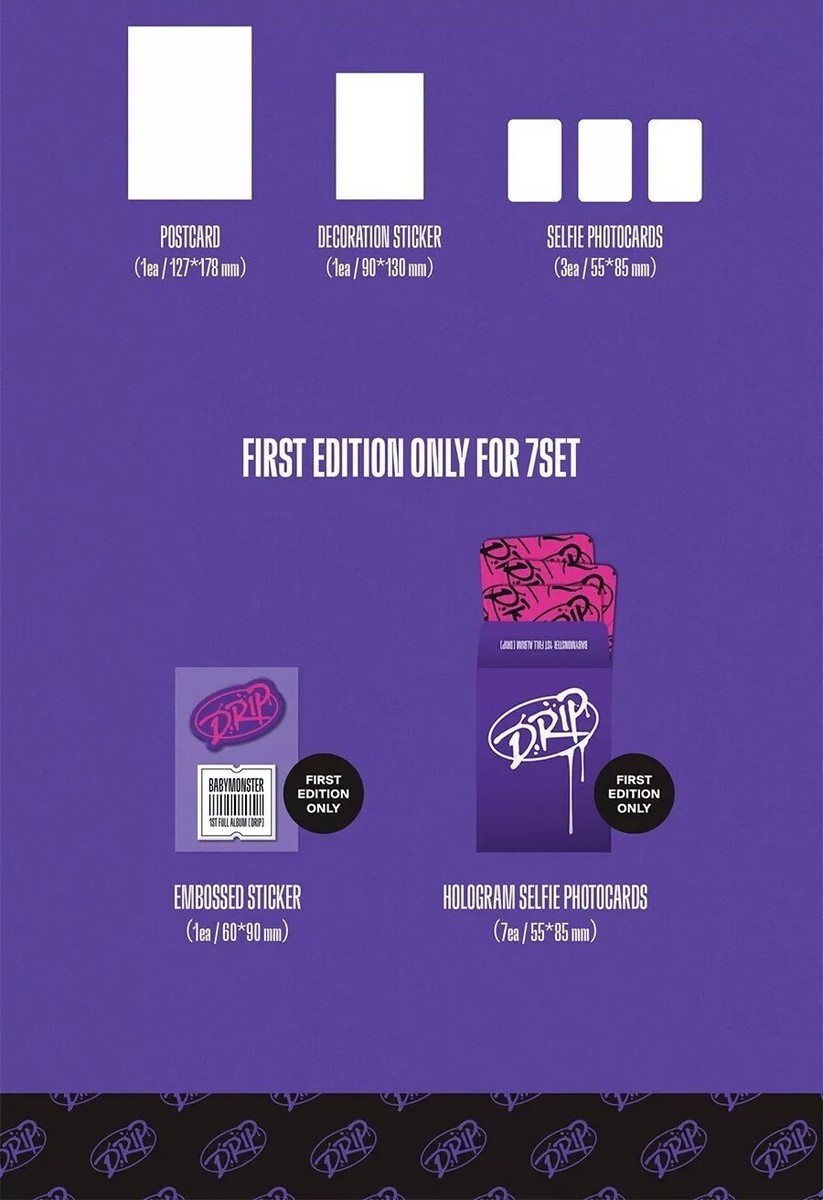 BABYMONSTER [DRIP] 1st Full Album YG TAG Ver./QR+Foto Buch+4 Karte