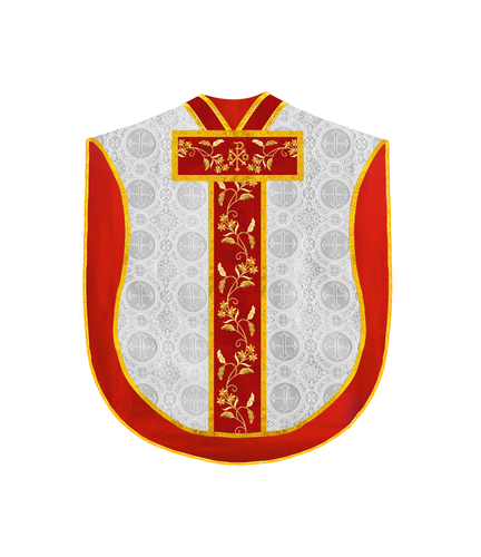 Borromean Chasuble with Floral Embroidered Trims - Church Vestment - Picture 14 of 24