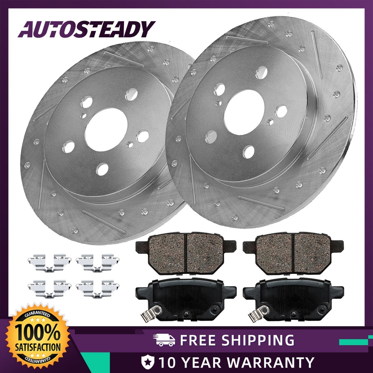 Front Brake Rotors & Ceramic Pads Kit For 2009-2019 Toyota Corolla - Complete Set